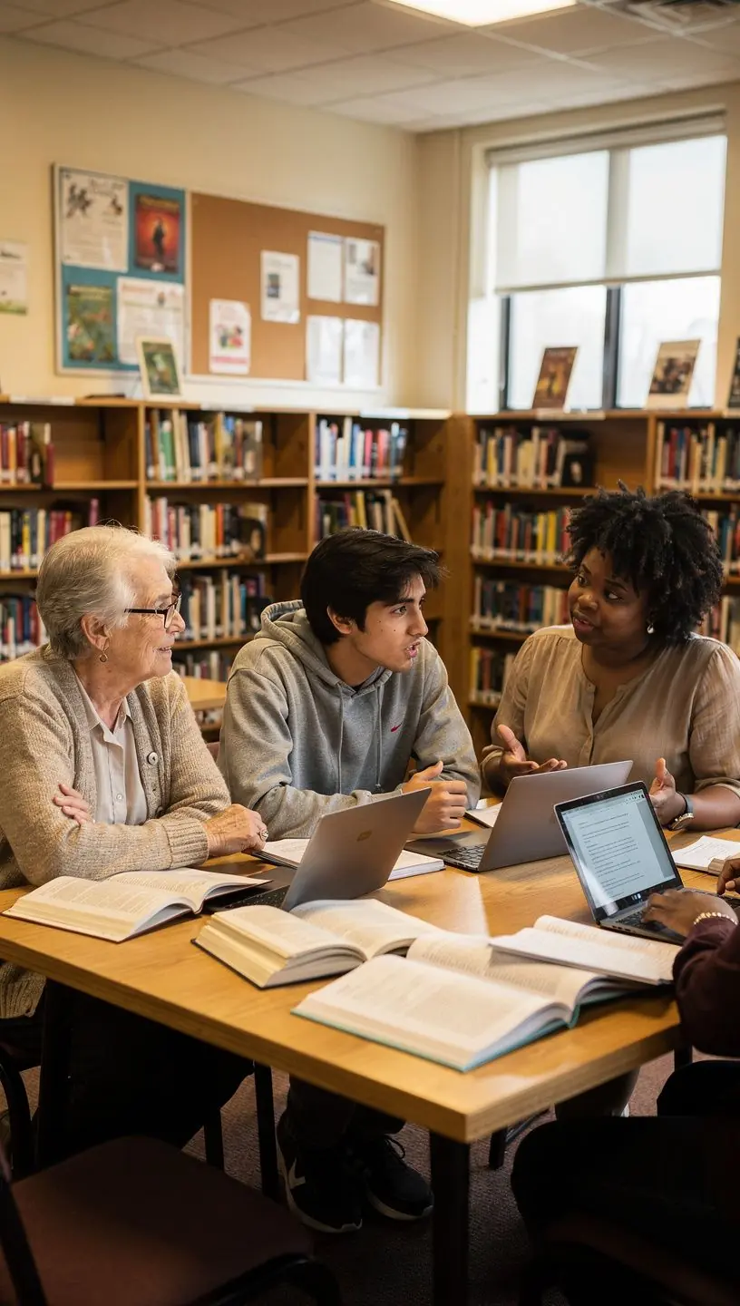 Youth participating in community development activities.